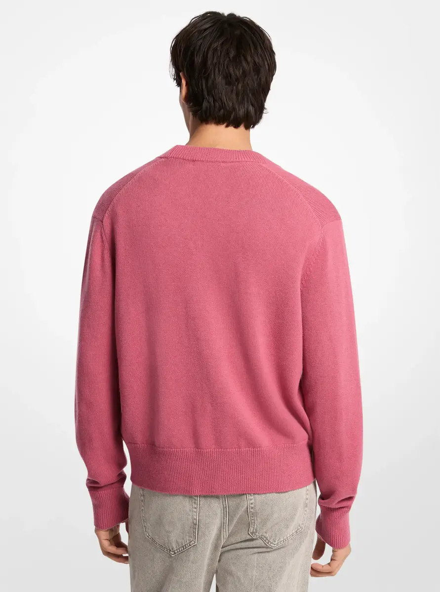 Michael Kors Collection Wool and Cotton Blend Polo Sweater in Pink | Thumbnail 2 Michael Kors Collection Wool and Cotton Blend Polo Sweater in Pink | Thumbnail 2