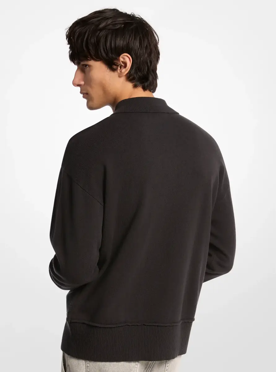 Michael Kors Collection Wool Polo Sweater in Black | Thumbnail 2