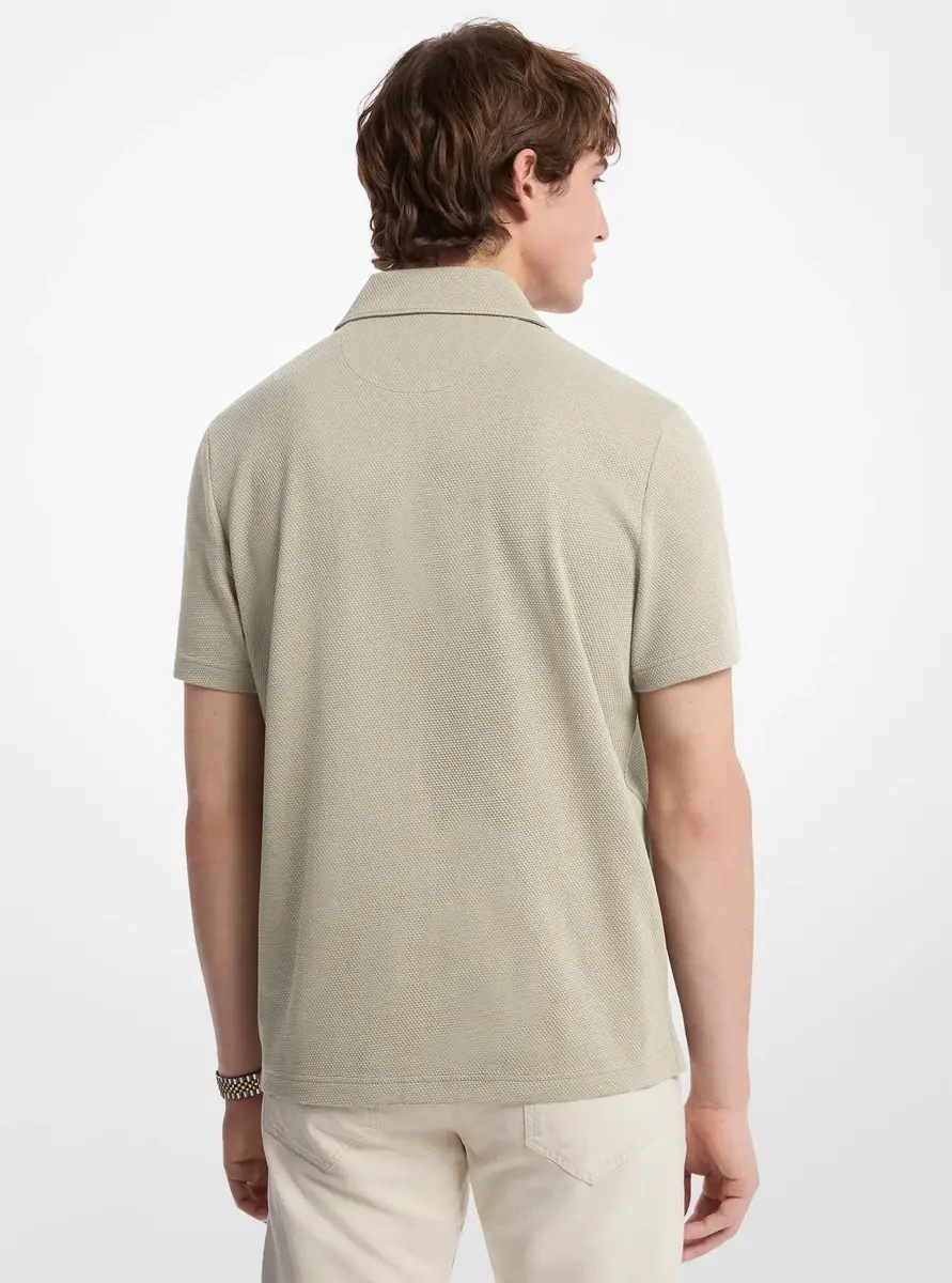 Michael Kors Collection Stretch Cotton Polo Shirt in Grey | Thumbnail 2