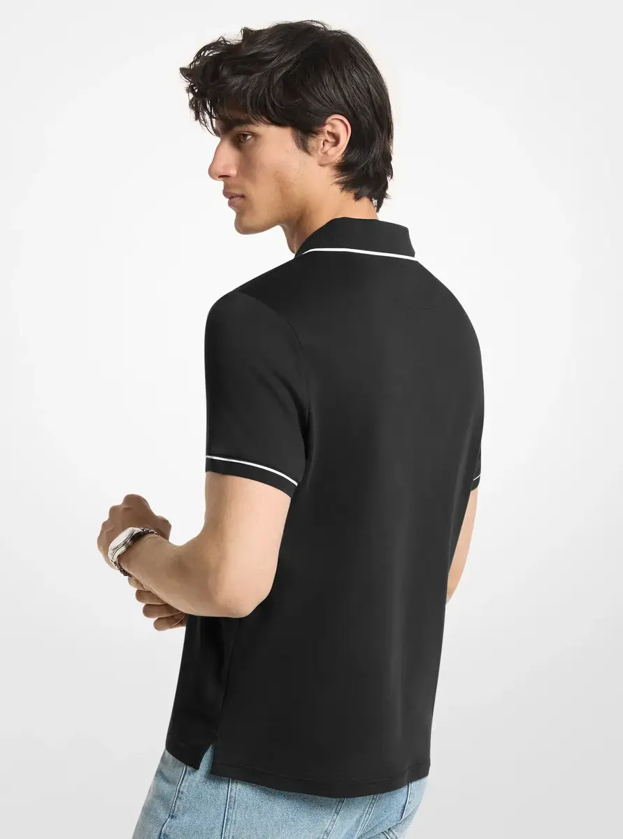 Michael Kors Collection Gramercy Cotton Polo Shirt in Black | Thumbnail 2 Michael Kors Collection Gramercy Cotton Polo Shirt in Black | Thumbnail 2