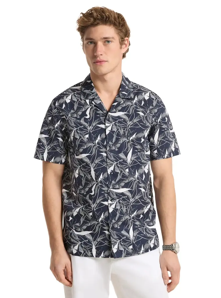 Michael Kors Collection Floral Print Cotton Blend Shirt in