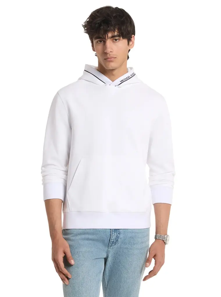 Michael Kors Collection Logo Trim Cotton Blend Hoodie in