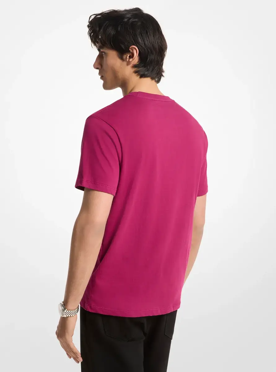 Michael Kors Collection Floral Print Logo Cotton T-Shirt in Red | Thumbnail 2