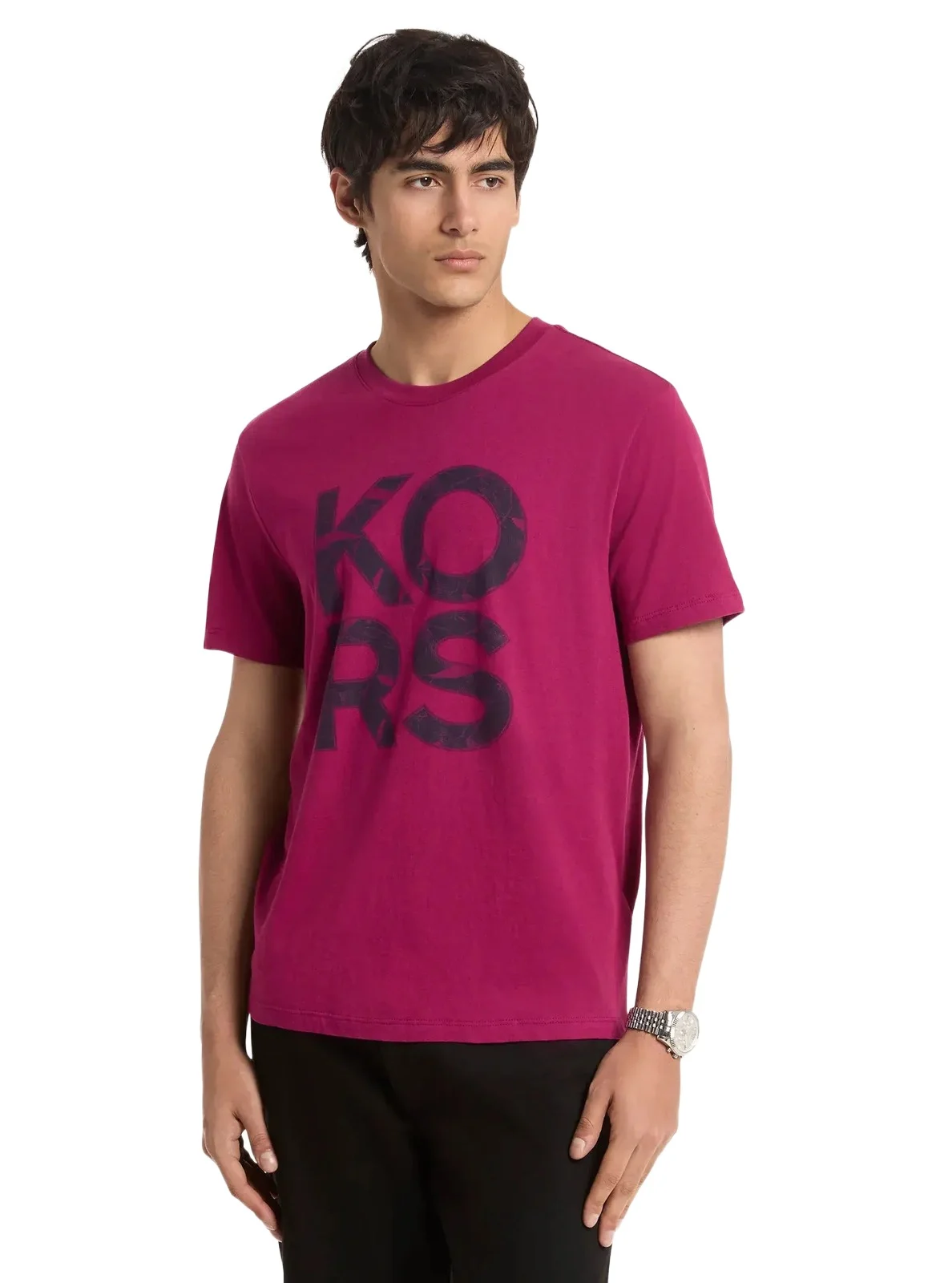 Michael Kors Collection Floral Print Logo Cotton T-Shirt in White