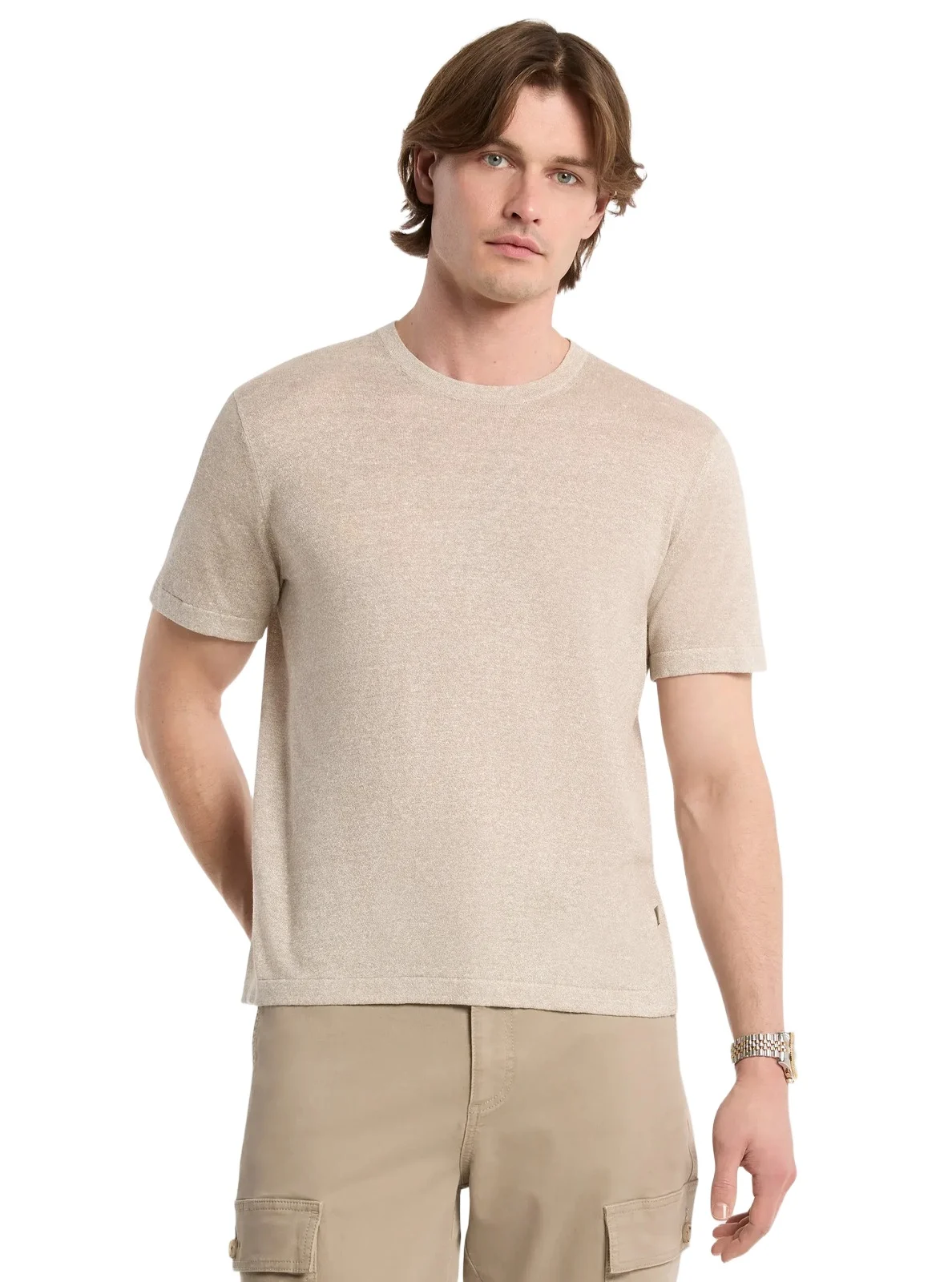 Linen and Cotton T-Shirt in Green Linen and Cotton T-Shirt in Green
