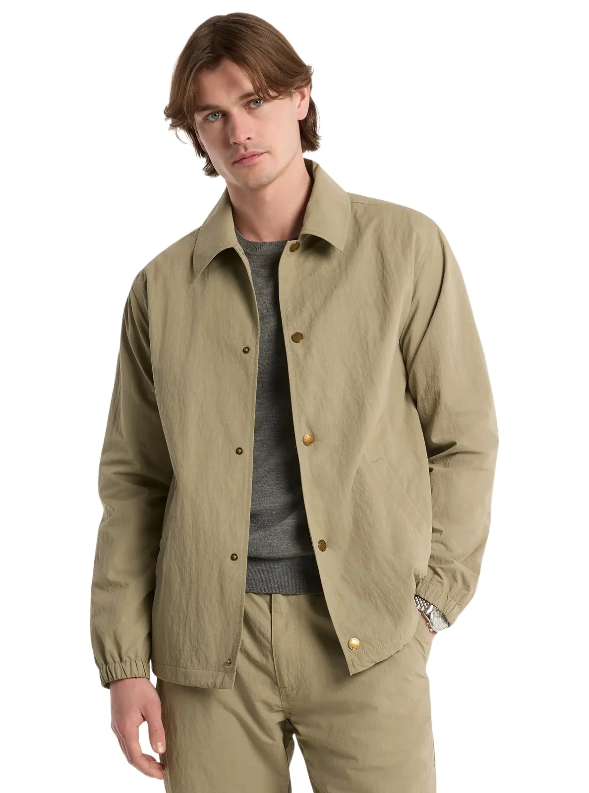 Crinkled Nylon Jacket in Green