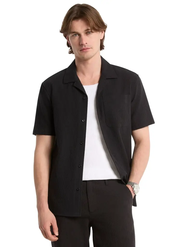 Michael Kors Collection Cotton Waffle Camp Shirt in | Image 1 Michael Kors Collection Cotton Waffle Camp Shirt in | Image 1