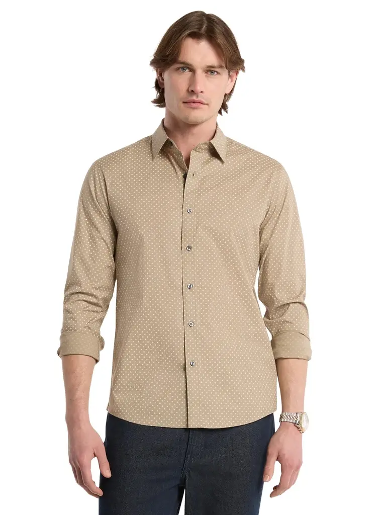 Michael Kors Collection Polka Dot Stretch Cotton Shirt in Green | Image 1 Michael Kors Collection Polka Dot Stretch Cotton Shirt in Green | Image 1