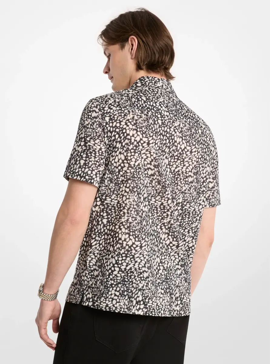 Michael Kors Collection Printed Cotton Camp Shirt in Black | Thumbnail 2 Michael Kors Collection Printed Cotton Camp Shirt in Black | Thumbnail 2