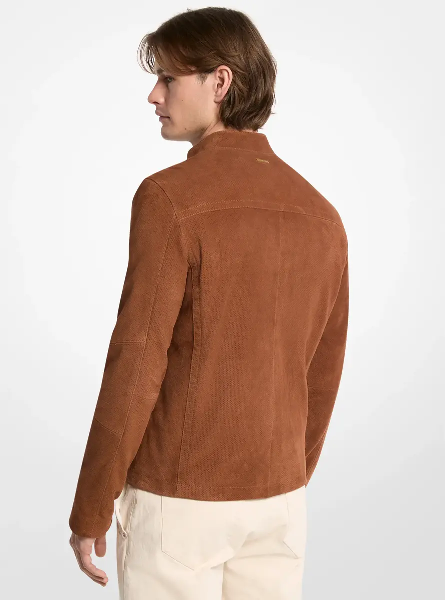 Michael Kors Collection Suede Double-Zip Racer Jacket in Brown | Thumbnail 2 Michael Kors Collection Suede Double-Zip Racer Jacket in Brown | Thumbnail 2