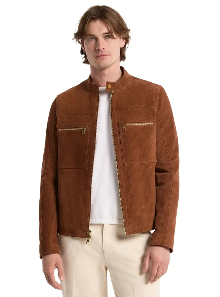 Michael Kors Collection Suede Double-Zip Racer Jacket | Image 1 Michael Kors Collection Suede Double-Zip Racer Jacket | Image 1