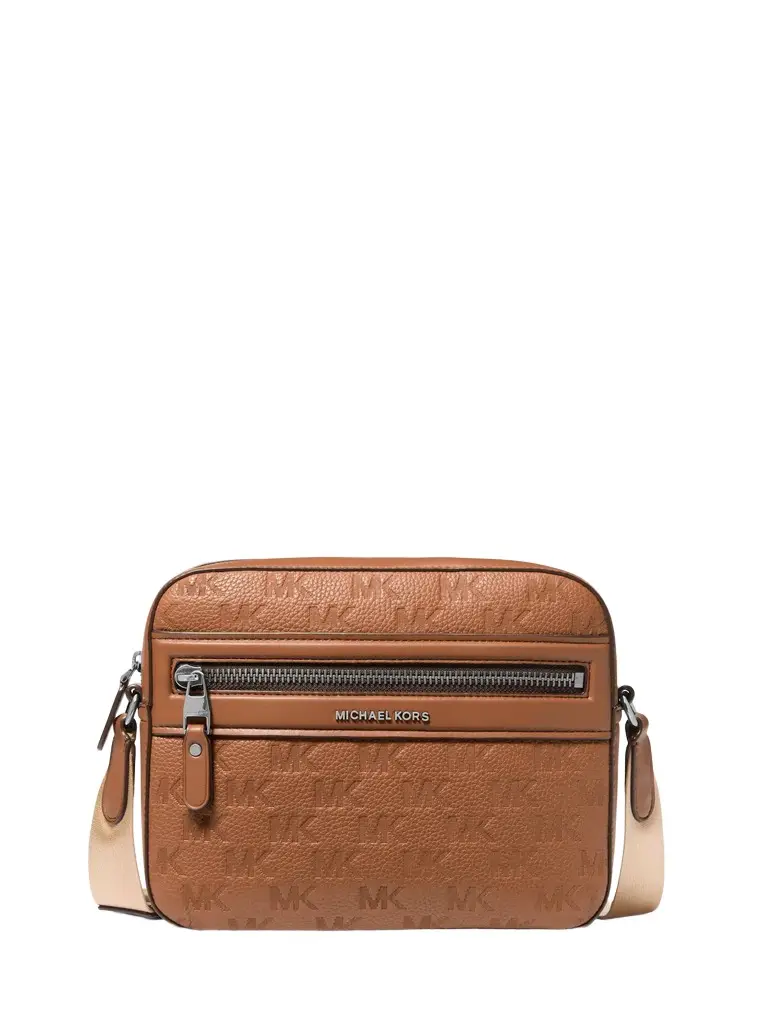 Michael Kors Collection Jet Set Logo Embossed Leather Crossbody Bag in Brown - One Size by Michael Kors Mens