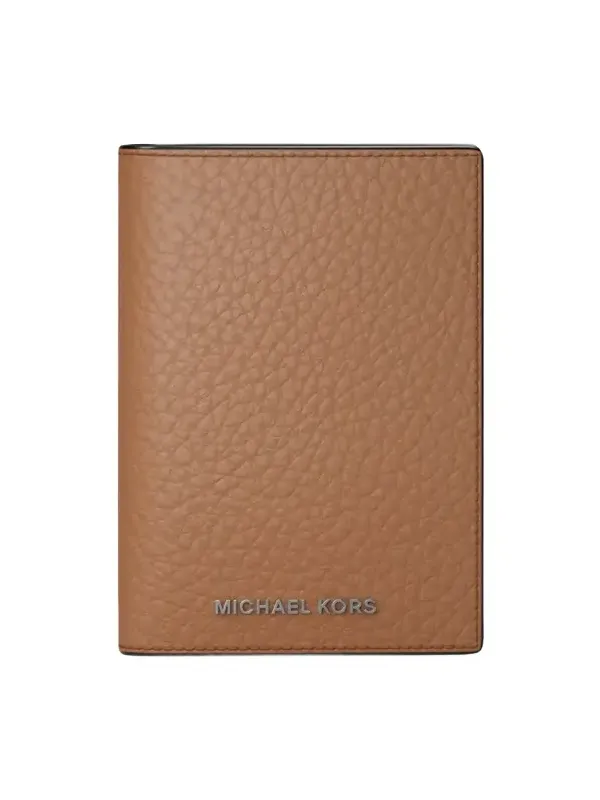 Hudson Pebbled Leather Folio Card Case in Brown - One Size by Michael Kors Mens Hudson Pebbled Leather Folio Card Case in Brown - One Size by Michael Kors Mens