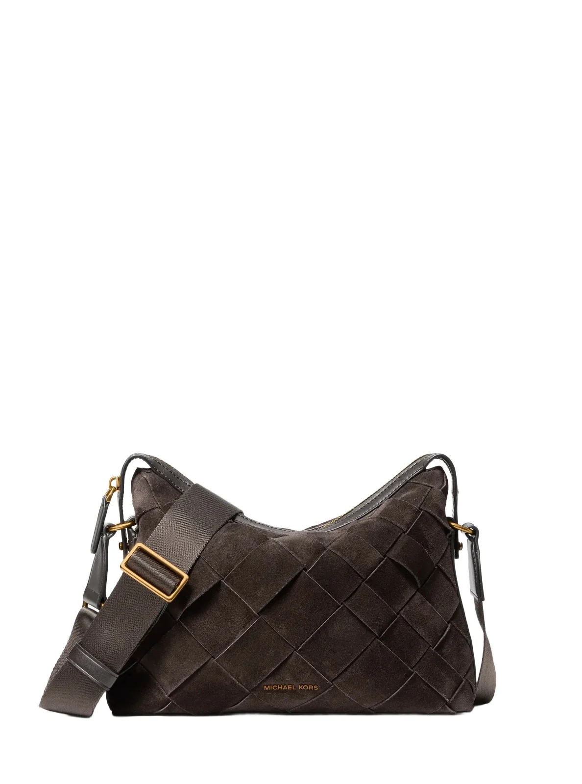 Michael Kors Collection Nicholas Medium Woven Suede Crossbody Bag in Brown - One Size by Michael Kors Mens