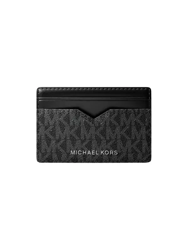 Michael Kors Collection Hudson Signature Logo Card Case in Black - One Size by Michael Kors Mens