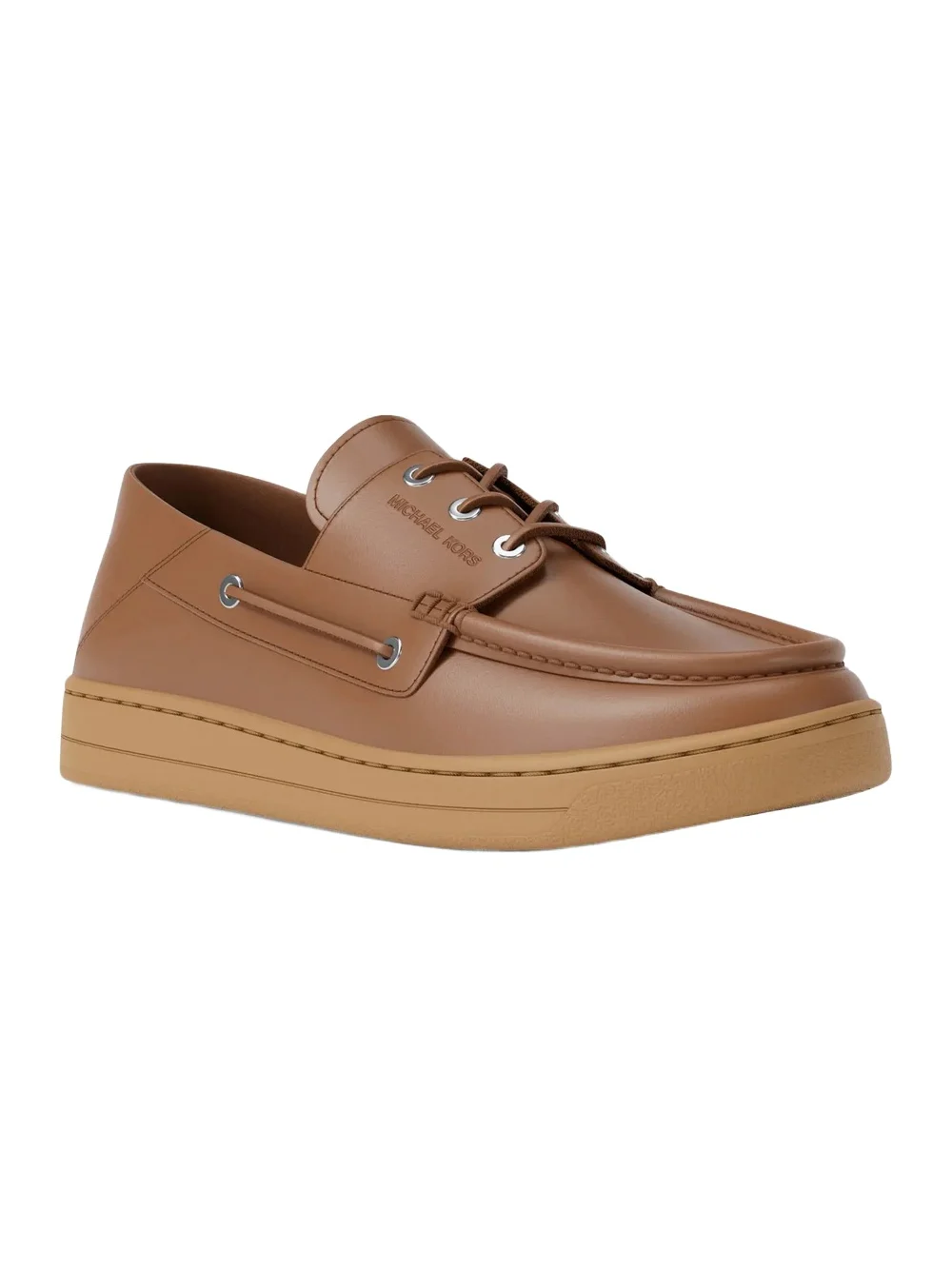 Michael Kors Collection Aiden Leather Boat Shoes in Brown