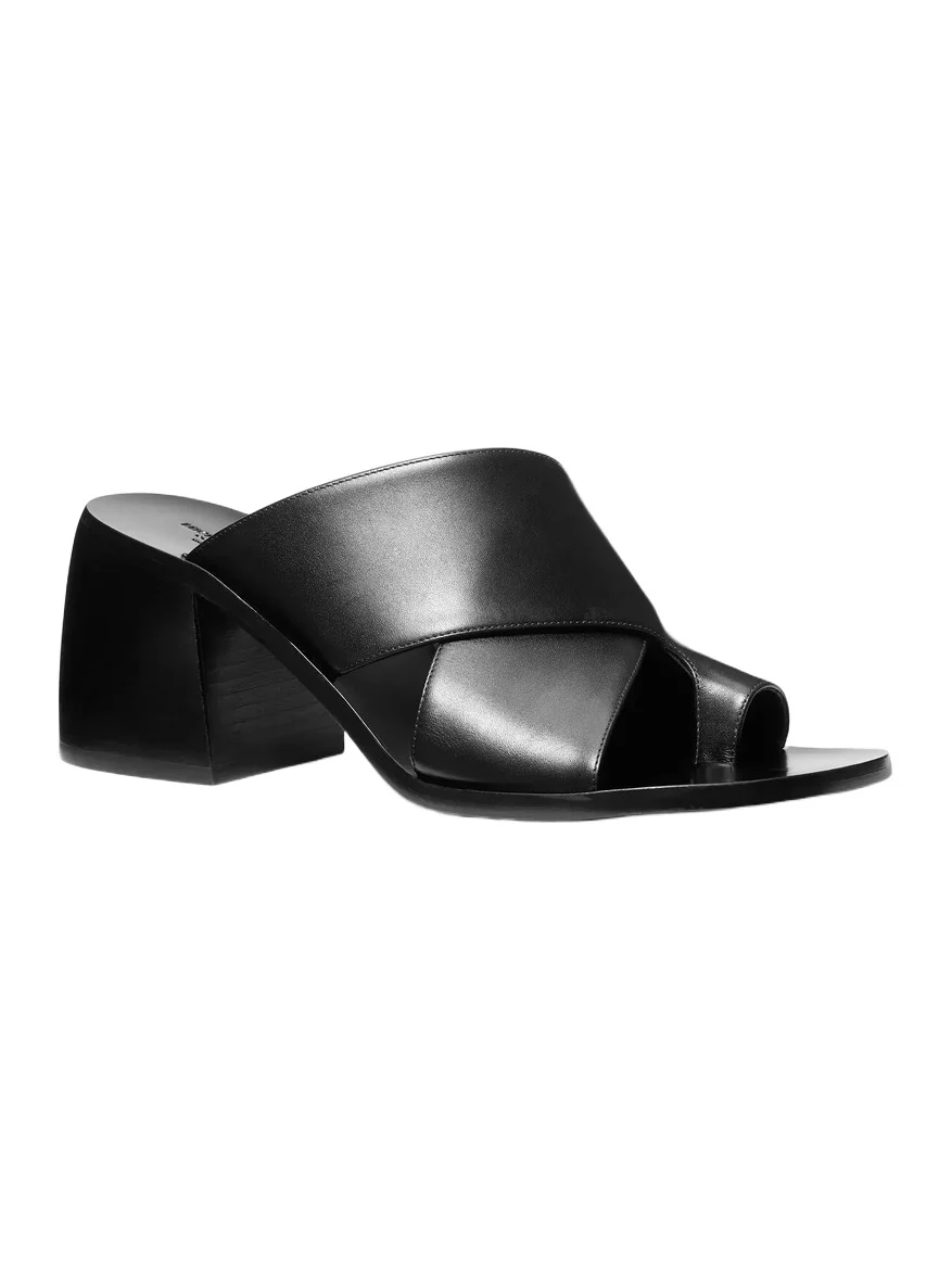 Michael Kors Collection Meghan Leather Mule in Black