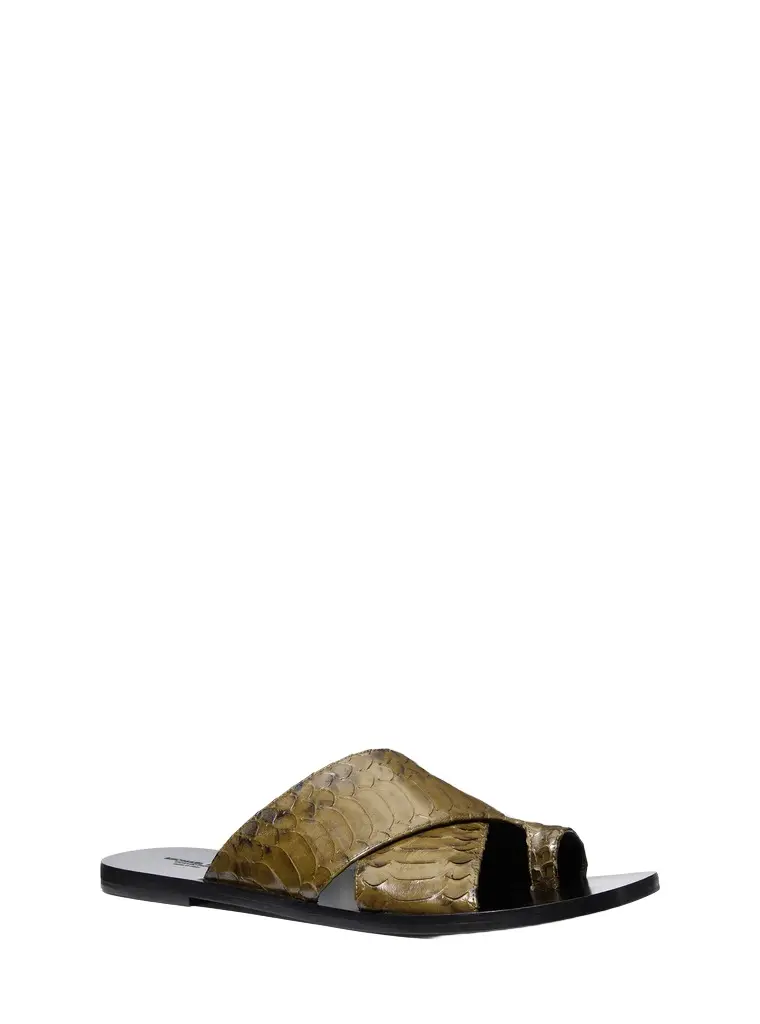 Michael Kors Collection Mackenzie Snake Embossed Leather Sandal | Image 1 Michael Kors Collection Mackenzie Snake Embossed Leather Sandal | Image 1