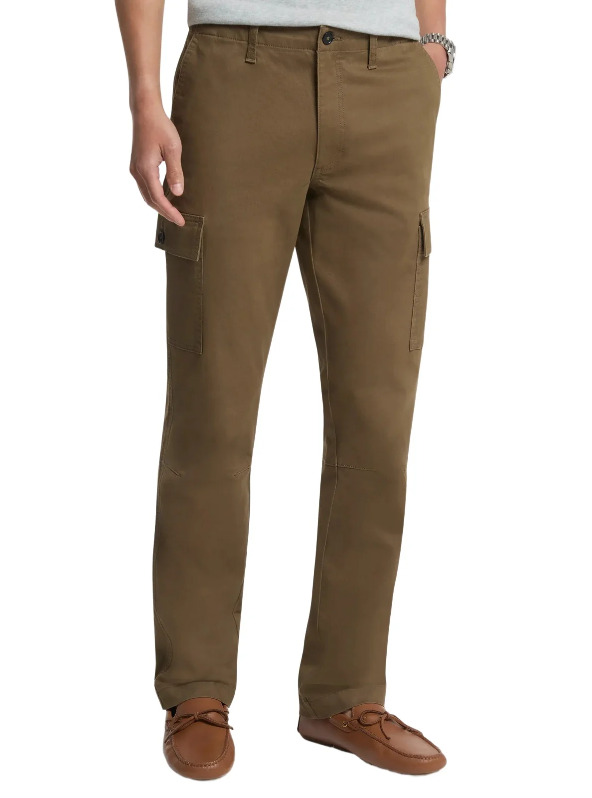 Stretch Cotton Twill Cargo Pants in Green Stretch Cotton Twill Cargo Pants in Green