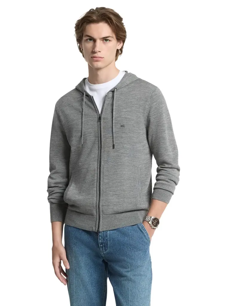 Michael Kors Collection Wool Zip-Up Hoodie in Grey | Image 1 Michael Kors Collection Wool Zip-Up Hoodie in Grey | Image 1