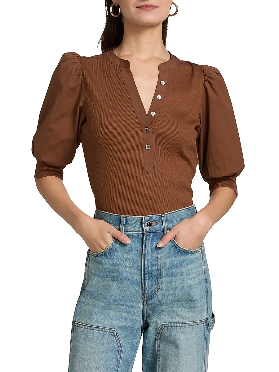 Veronica Beard Women's Coralee Stretch-Cotton Top | Thumbnail 3 Veronica Beard Women's Coralee Stretch-Cotton Top | Thumbnail 3