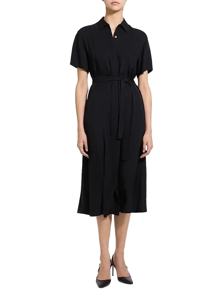 Theory Women's Belted Twill Midi Shirtdress
