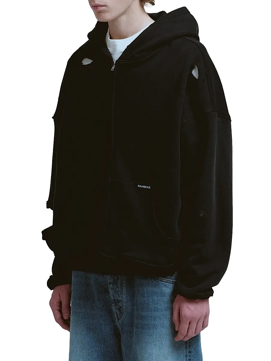 Nahmias Men's Thermal-Lined Zip-Front Hoodie - Aged Black | Image 1 Nahmias Men's Thermal-Lined Zip-Front Hoodie - Aged Black | Image 1
