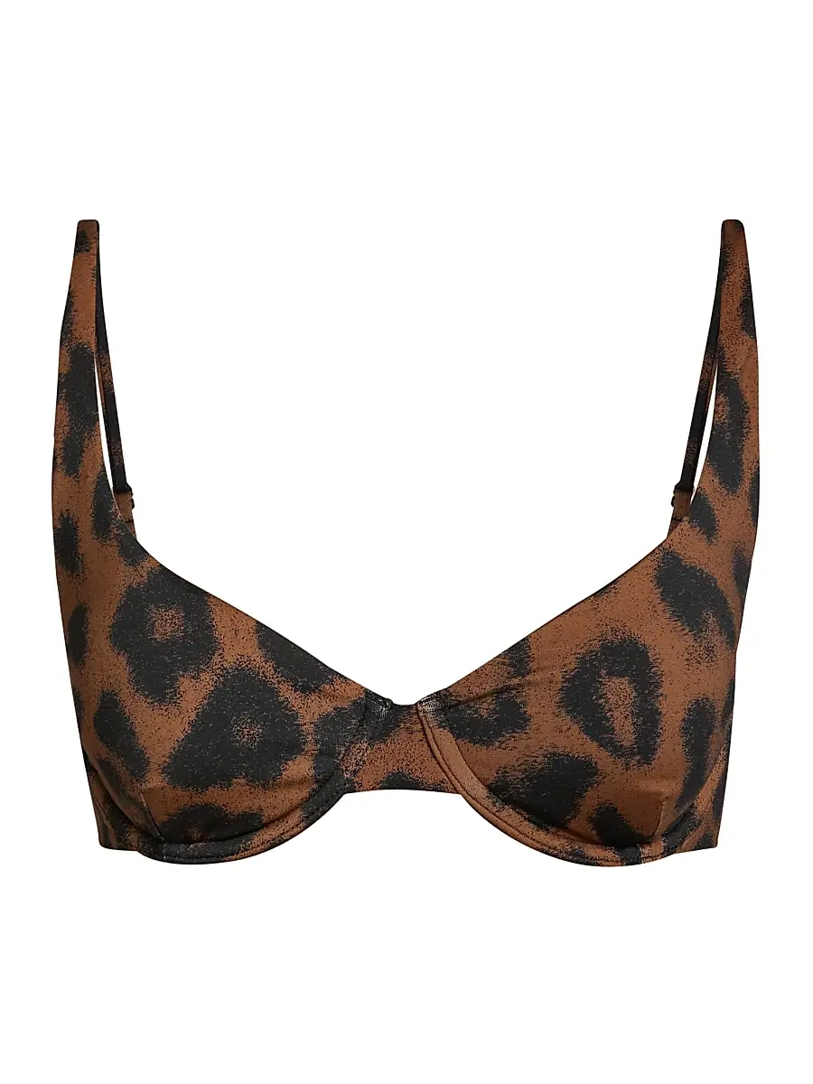 Beach Riot Women's Lulu Animal-Print Bikini Top - Caramel Leopard | Image 1 Beach Riot Women's Lulu Animal-Print Bikini Top - Caramel Leopard | Image 1