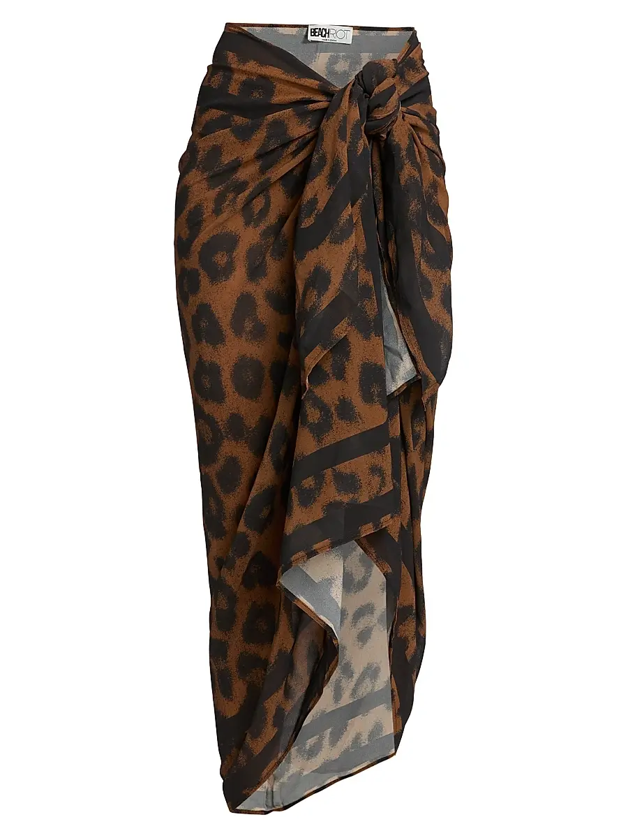 Beach Riot Women's Sunny Leopard-Print Sarong - Caramel Leopard | Image 1 Beach Riot Women's Sunny Leopard-Print Sarong - Caramel Leopard | Image 1