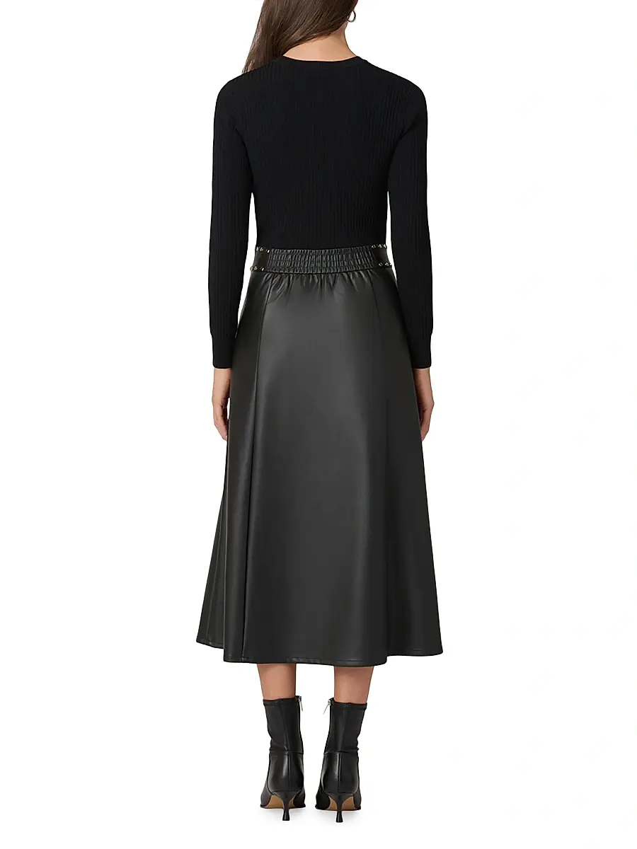 Shoshanna Women's Cleo Mixed-Media Midi-Dress | Thumbnail 3 Shoshanna Women's Cleo Mixed-Media Midi-Dress | Thumbnail 3
