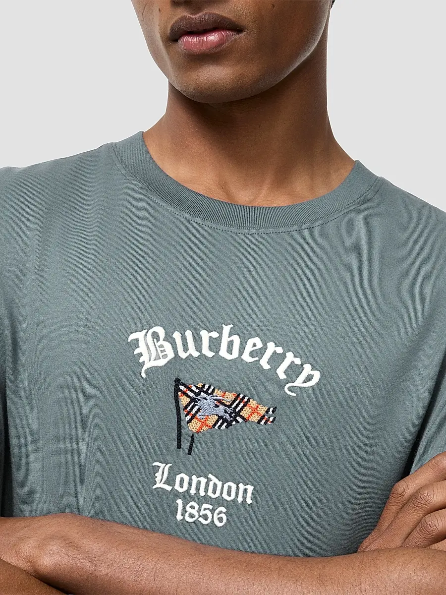 Burberry Men's Ryan Flag Logo Cotton Crewneck T-Shirt | Thumbnail 3 Burberry Men's Ryan Flag Logo Cotton Crewneck T-Shirt | Thumbnail 3