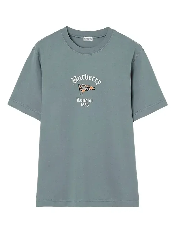 Burberry Men's Ryan Flag Logo Cotton Crewneck T-Shirt