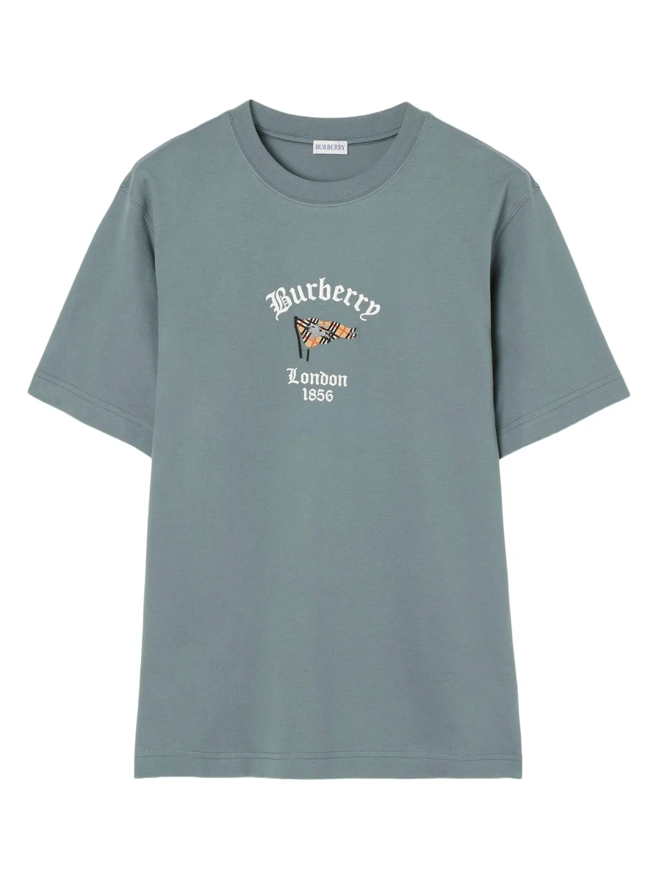 Burberry Men's Ryan Flag Logo Cotton Crewneck T-Shirt