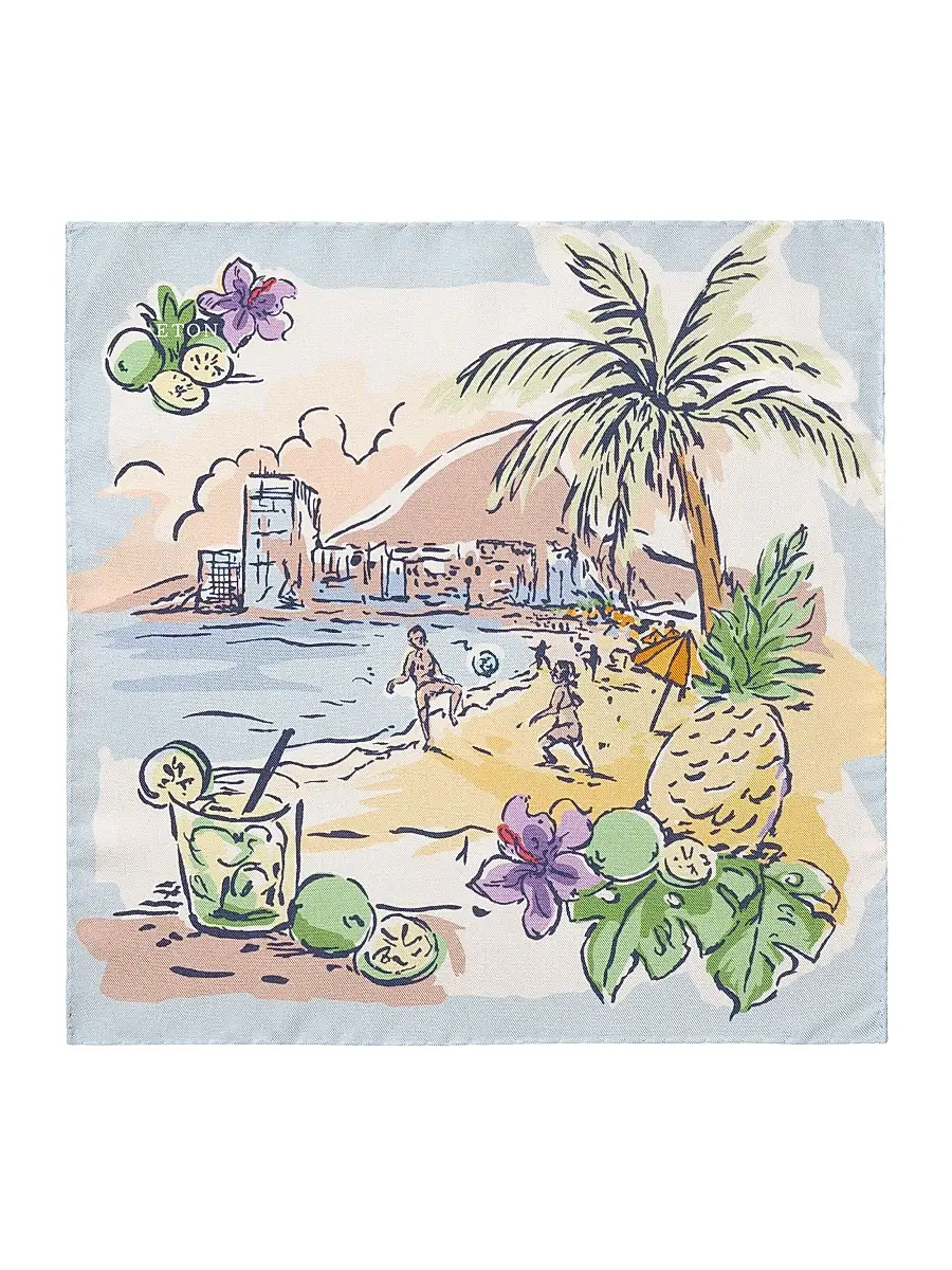 Eton Men's Painting Oxford Silk Pocket Square | Thumbnail 2