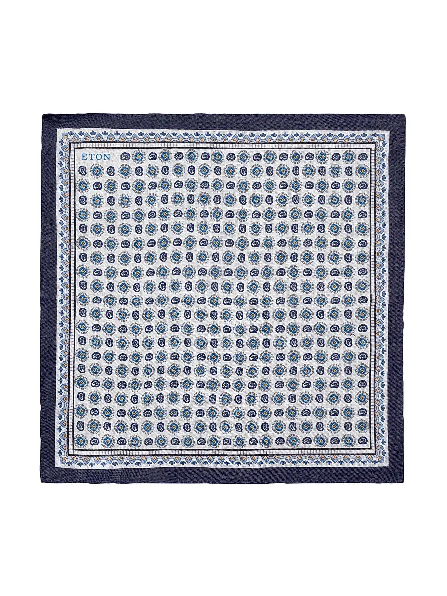 Eton Men's Geometric Linen Pocket Square | Thumbnail 2 Eton Men's Geometric Linen Pocket Square | Thumbnail 2