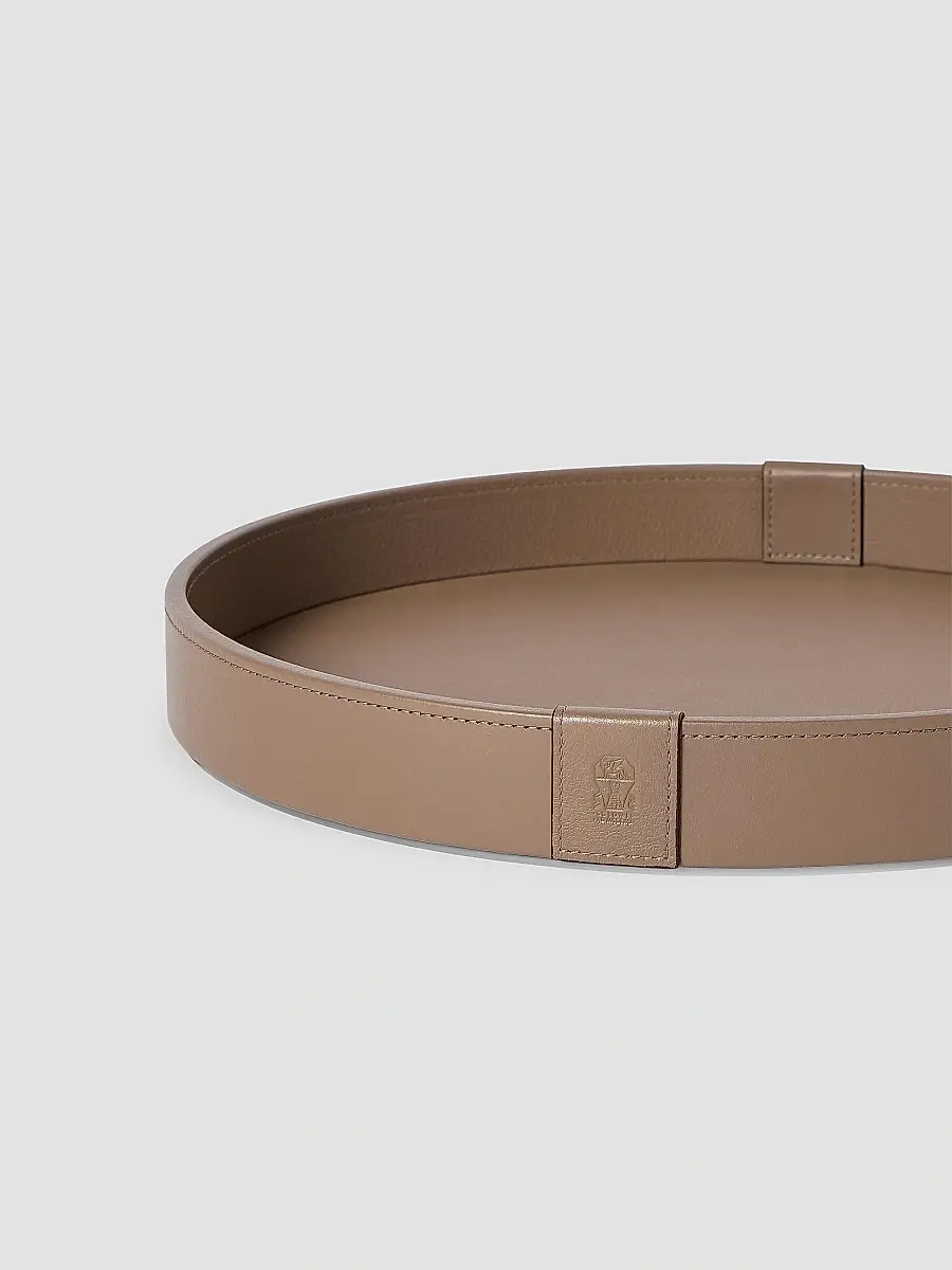 Brunello Cucinelli Wooden Tray with Leather Cover - Brown | Thumbnail 2