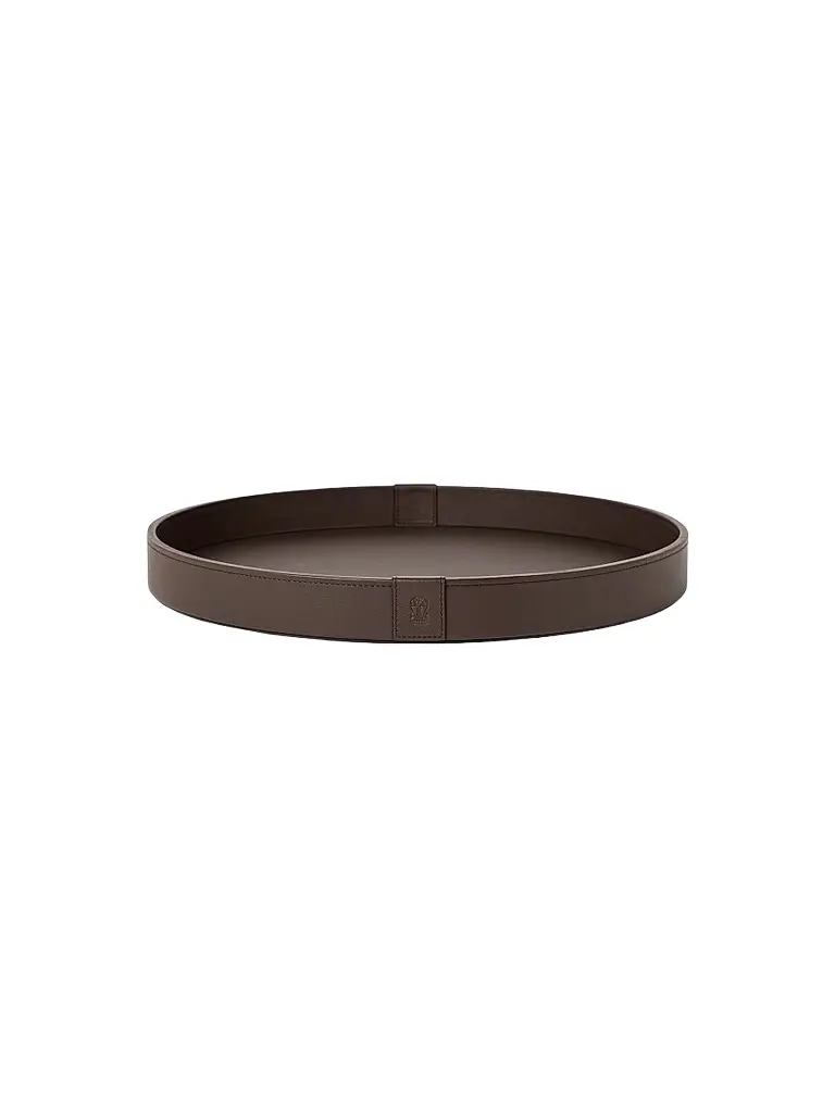 Brunello Cucinelli Wooden Large Tray with Leather Cover - Cigar | Image 1 Brunello Cucinelli Wooden Large Tray with Leather Cover - Cigar | Image 1