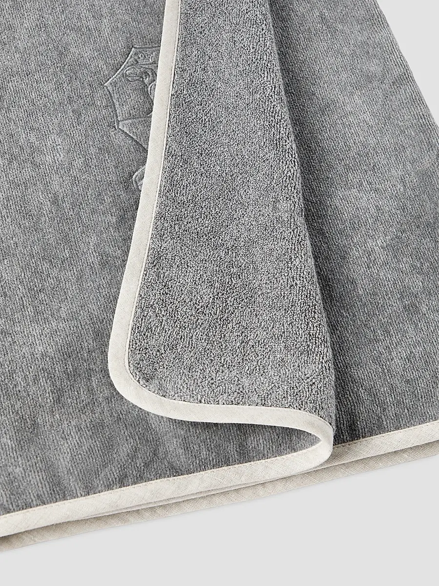 Brunello Cucinelli Cotton Terrycloth Towel with Embroidery - Dark Grey | Thumbnail 2