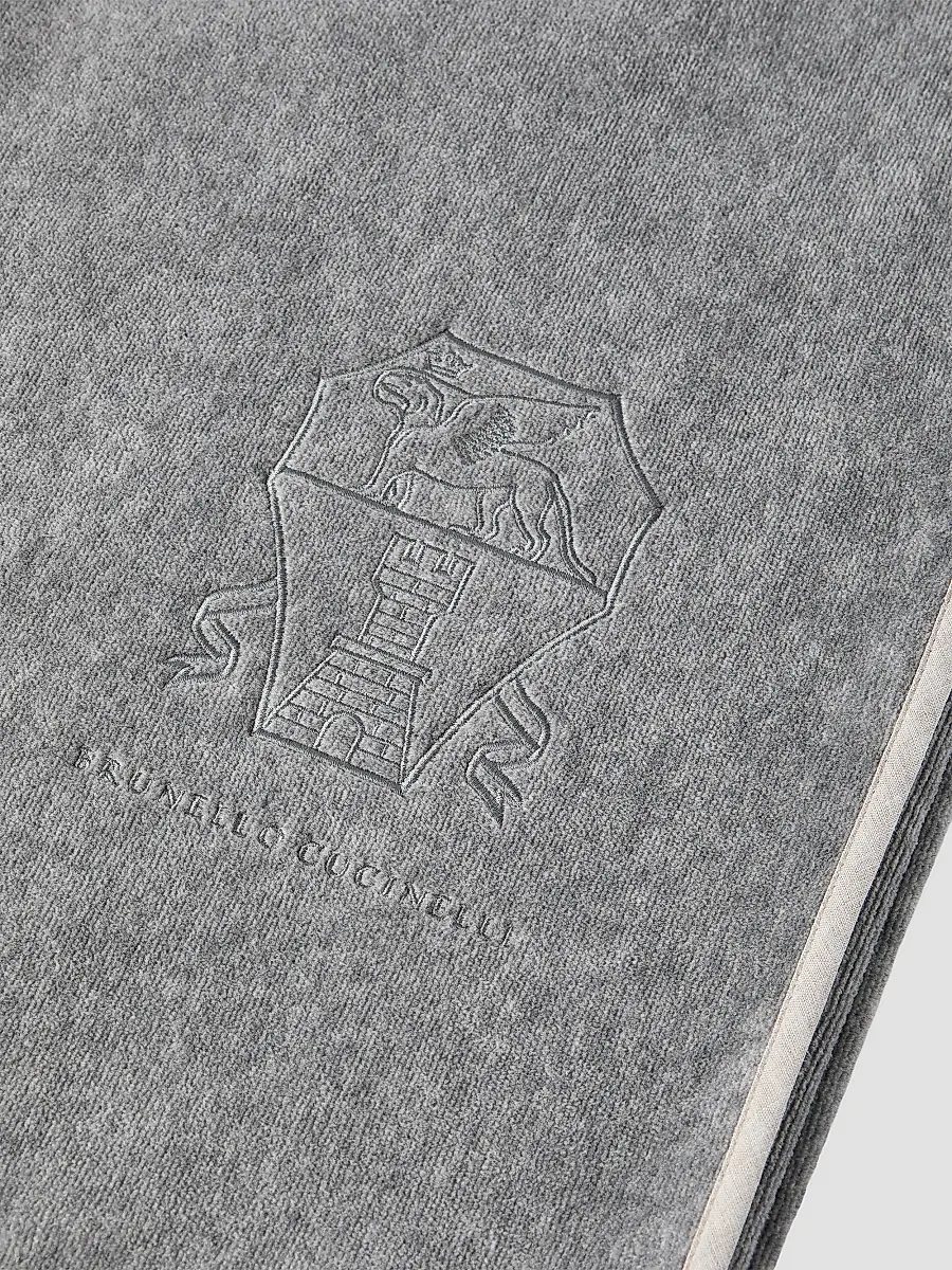 Brunello Cucinelli Cotton Terrycloth Towel with Embroidery - Dark Grey | Thumbnail 3