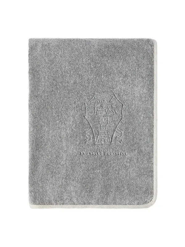 Brunello Cucinelli Cotton Terrycloth Towel with Embroidery - Dark Grey