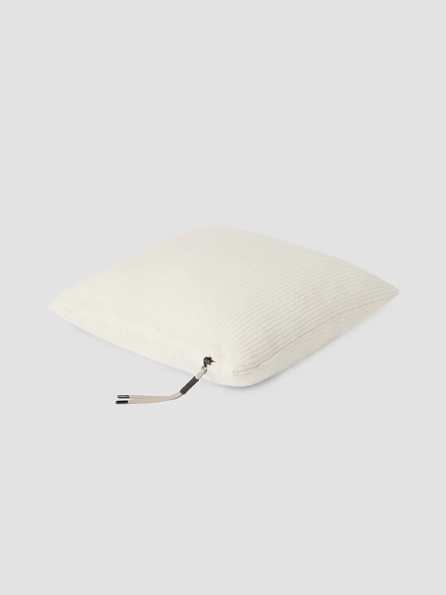 Brunello Cucinelli Cashmere English Rib Knit Cushion with Shiny Zipper Pull | Thumbnail 2