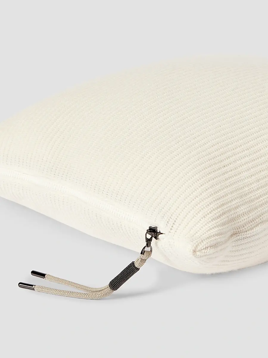 Brunello Cucinelli Cashmere English Rib Knit Cushion with Shiny Zipper Pull | Thumbnail 3