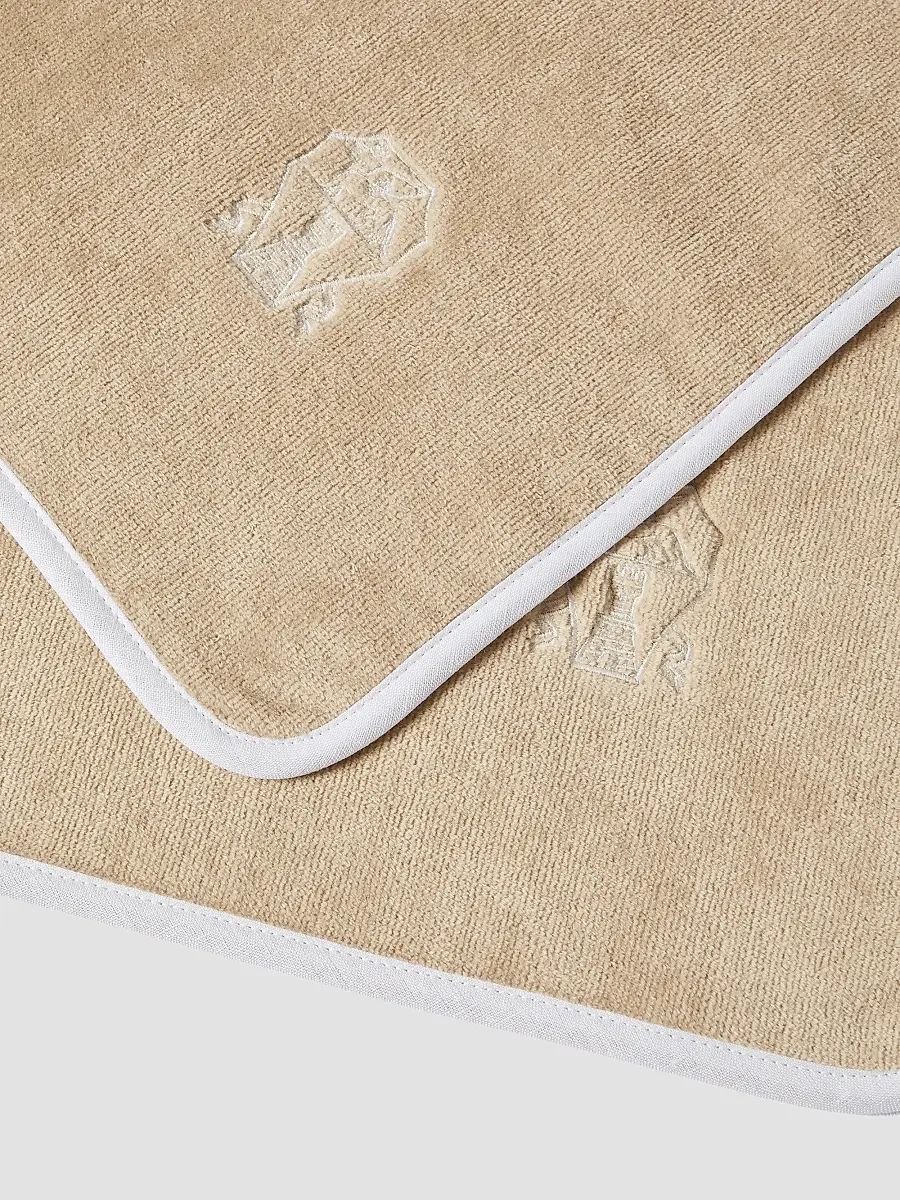 Brunello Cucinelli 2 Piece Cotton Terrycloth Bath Towel Set with Embroidery - Warm Beige | Thumbnail 3 Brunello Cucinelli 2 Piece Cotton Terrycloth Bath Towel Set with Embroidery - Warm Beige | Thumbnail 3