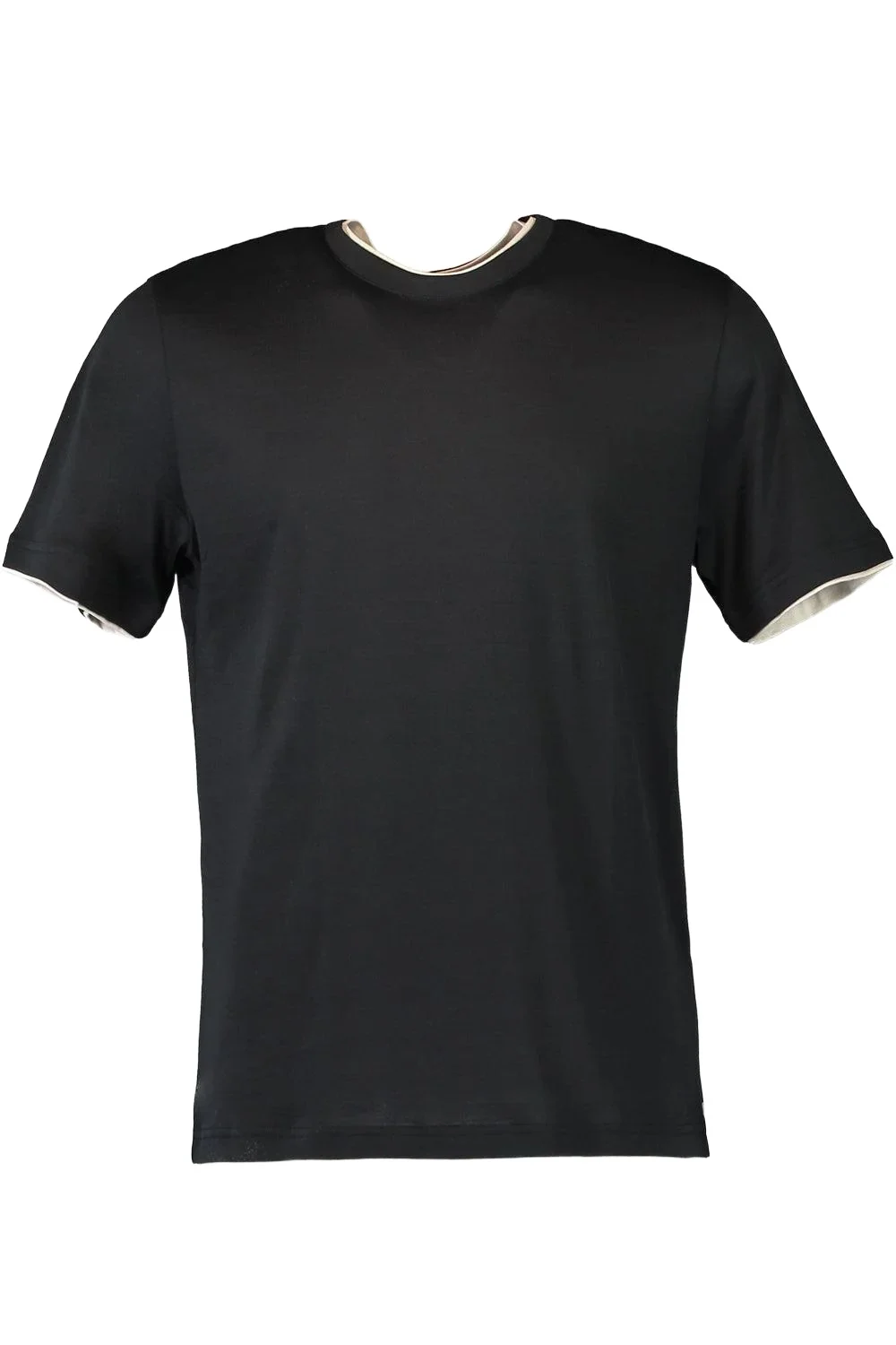 ELEVENTY Crewneck Contrast Tee - Black Sand