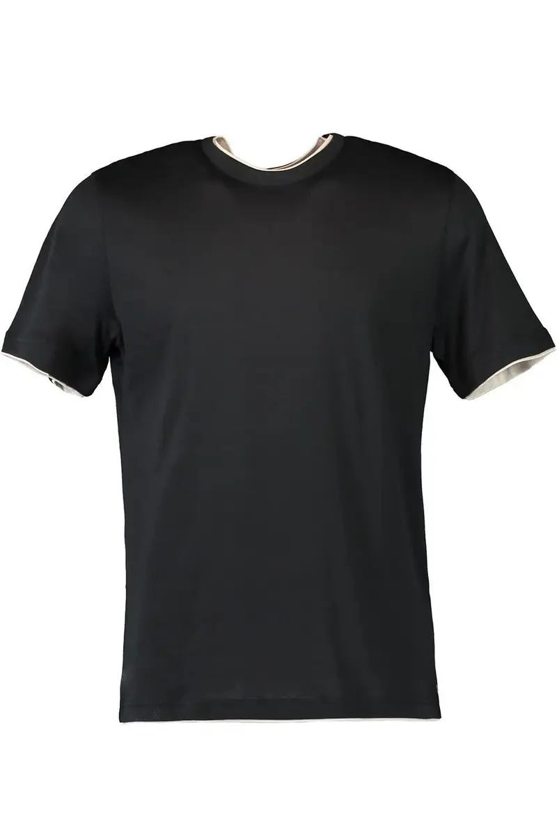 ELEVENTY Crewneck Contrast Tee - Black Sand | Image 1 ELEVENTY Crewneck Contrast Tee - Black Sand | Image 1