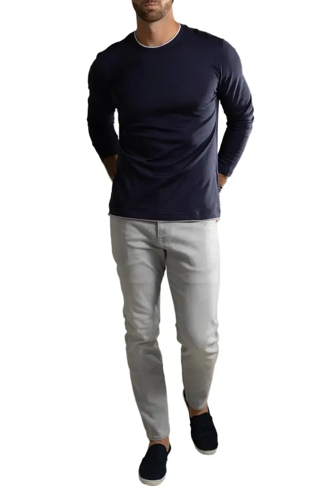 ELEVENTY Crewneck Long Sleeve - Blue Light Gray | Image 1 ELEVENTY Crewneck Long Sleeve - Blue Light Gray | Image 1