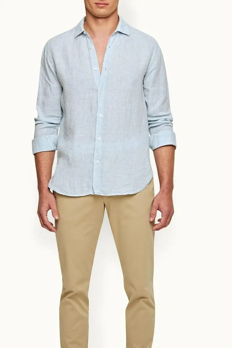 Orlebar Brown Giles Linen Shirt - Pale Blue | Thumbnail 2