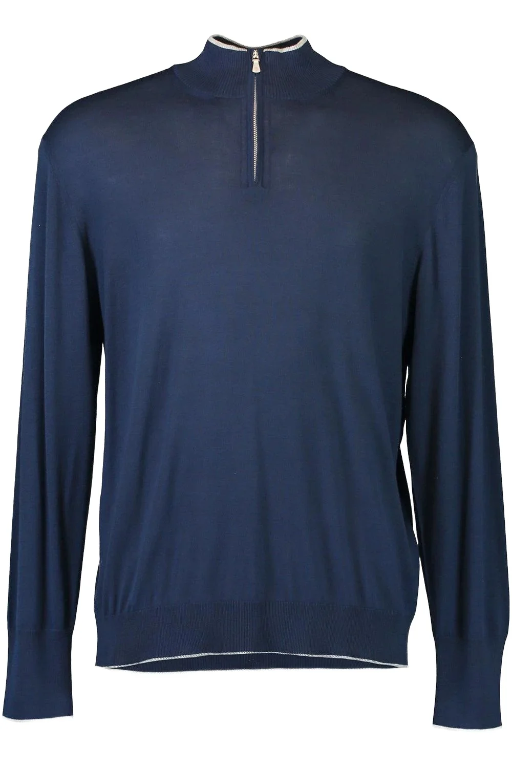 ELEVENTY Long Sleeve Half Zip Pullover - Royal Light Grey