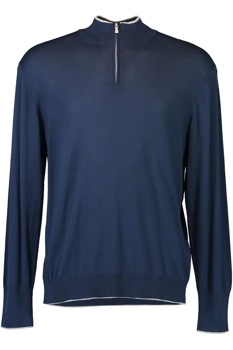 ELEVENTY Long Sleeve Half Zip Pullover - Royal Light Grey | Image 1 ELEVENTY Long Sleeve Half Zip Pullover - Royal Light Grey | Image 1