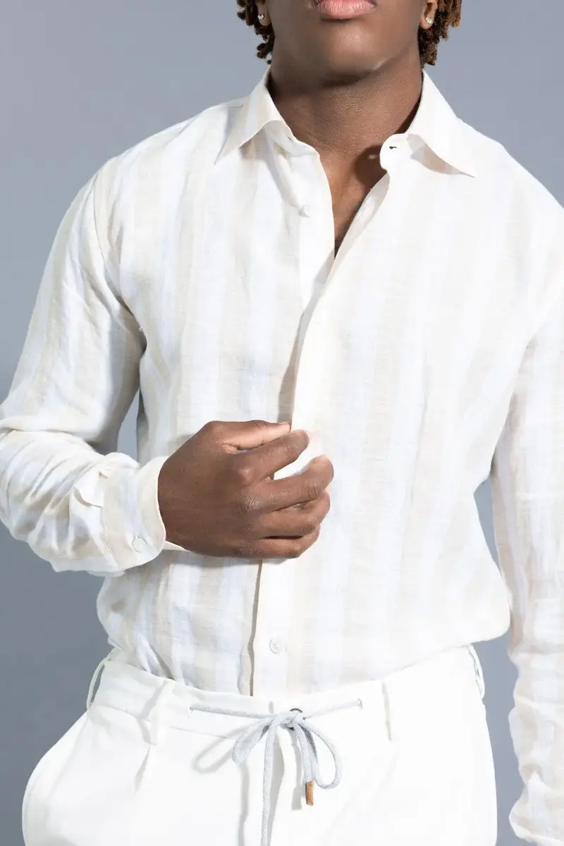 ELEVENTY Long Sleeve Linen Shirt - Coriander | Thumbnail 2 ELEVENTY Long Sleeve Linen Shirt - Coriander | Thumbnail 2